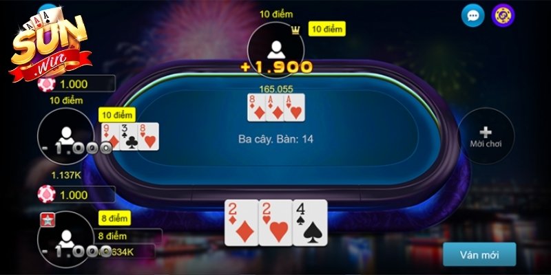 Chơi Bài 3 Cây Online Sunwin Với Trải Nghiệm Cược Nhanh 2 Nắm vững quy luật tính điểm để so bài chính xác